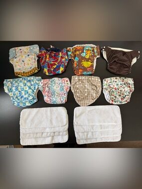 Unused 8 Cloth Diaper Lot + 8 Inserts|bumGenius Simplex Kawaii Baby Happy Heinys